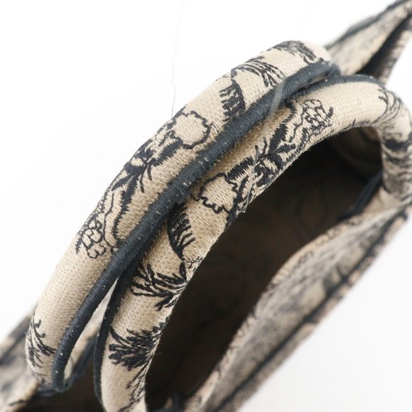 CHRISTIAN DIOR Book Tote Medium Bag Toile de Jouy Embroidery Canvas Beige/Black - Picture 5 of 8